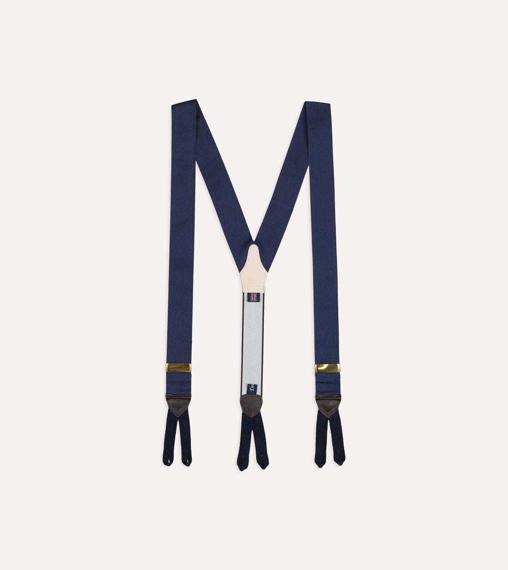 Navy Silk Trouser Braces