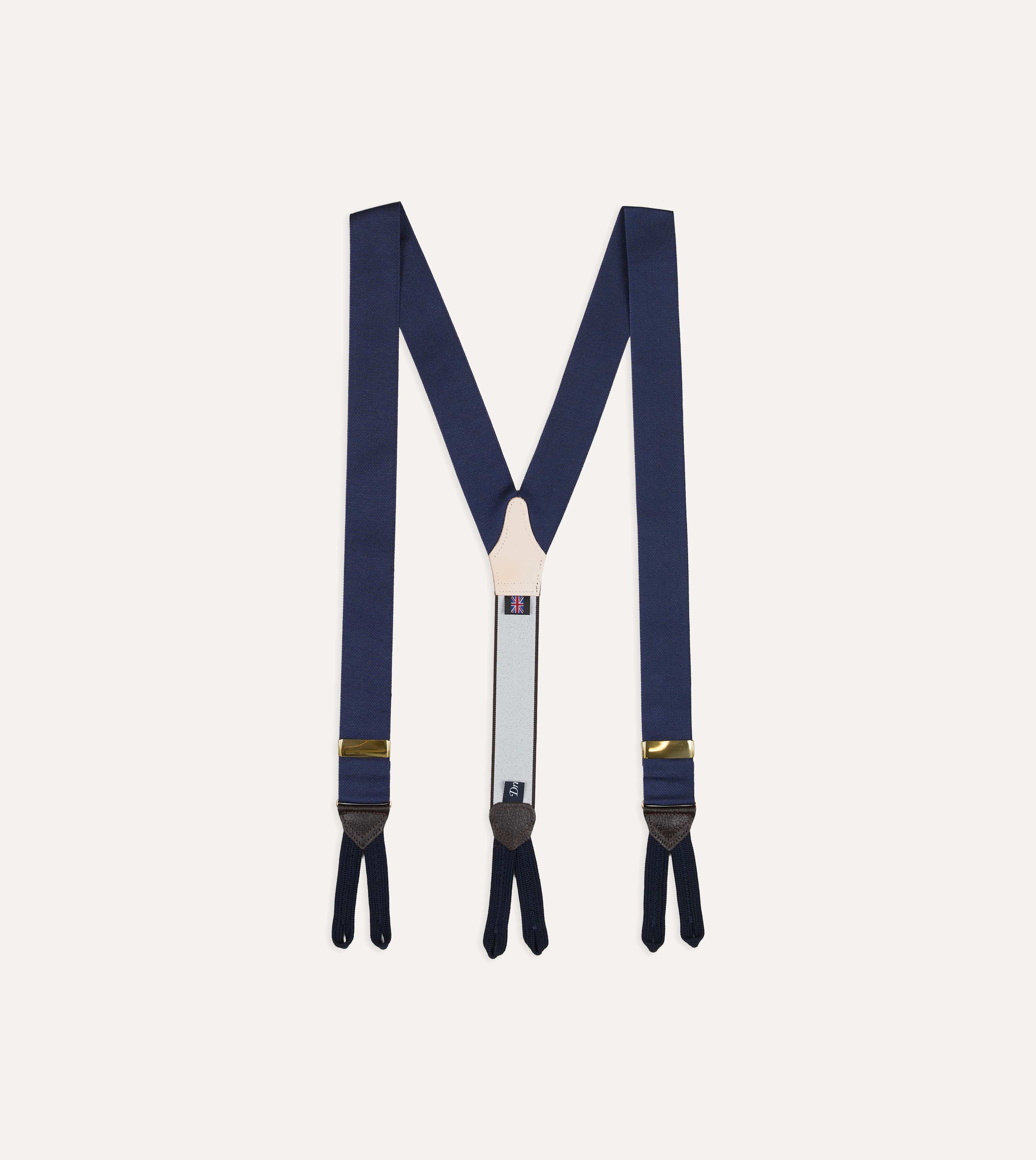 Navy Silk Trouser Braces